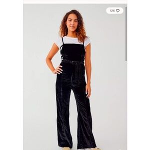 NWT Free People Black Velvet Overalls